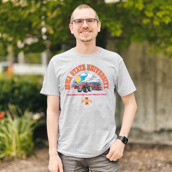 College House Iowa State From Iowa's Fields Gray T-shirt